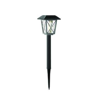 Hampton Bay Oakleigh 16 Lumens Solar 2-Tone Black and Grey LED Landscape Pathway Light Set with Vintage Bulb (4-Pack) SPP710004PK4