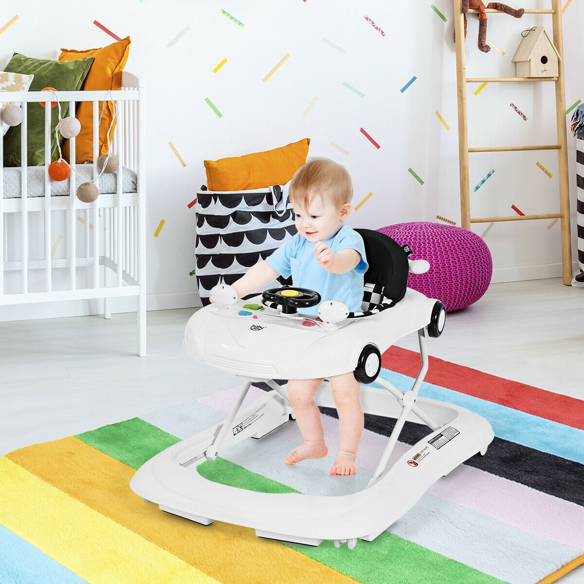 Baby Walker, Activity Walker with Adjustable Height & Lights