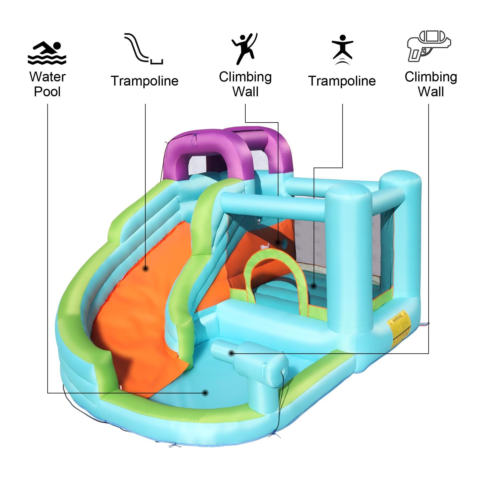 SalonMore Kids Inflatable Bounce House Slide Jumper Castle with Water Pool(Without Blower)