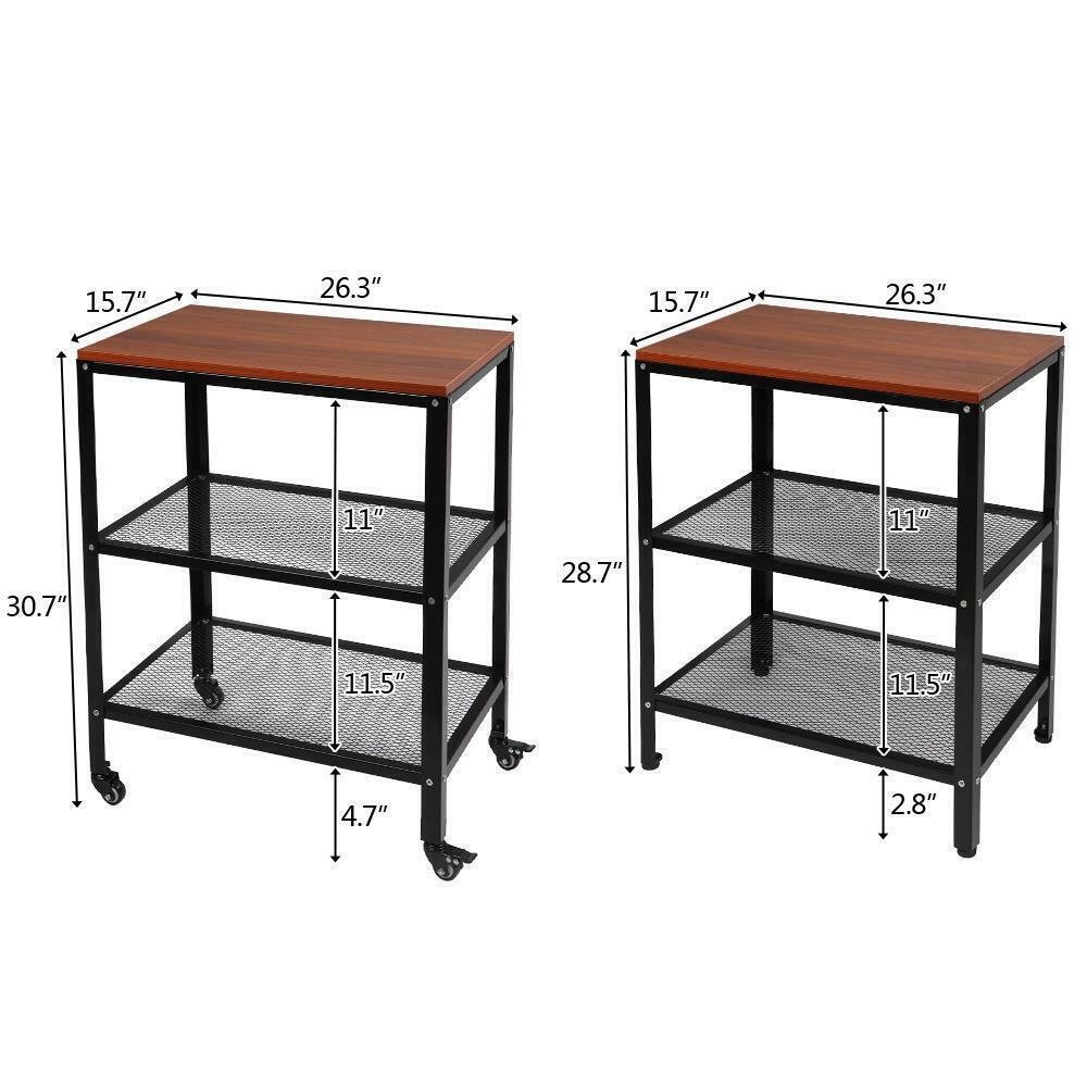 3Tier Kitchen Baker's Rack Utility Storage Shelf Microwave Stand Cart on Wheels