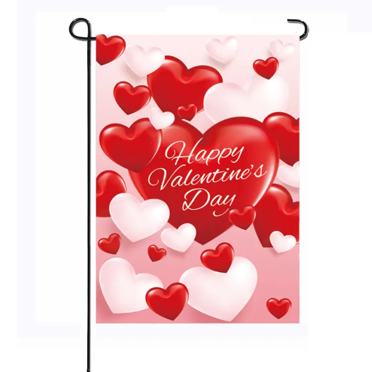 Customized polyester sublimation yard garden banner Outdoor Valentine's Day happy decoration supplies Valentine's Day garden ban