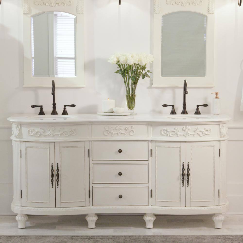 Home Decorators Collection Chelsea 72 in. W x 22 in. D x 35 in. H Bathroom Vanity in Antique White