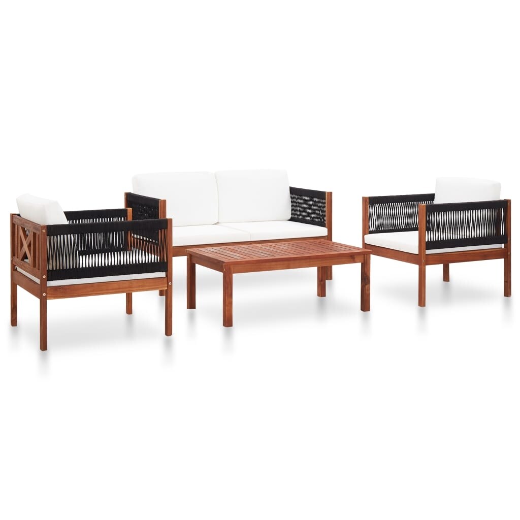 4 Piece Patio Lounge Set Solid Acacia Wood - Overstock - 36363725