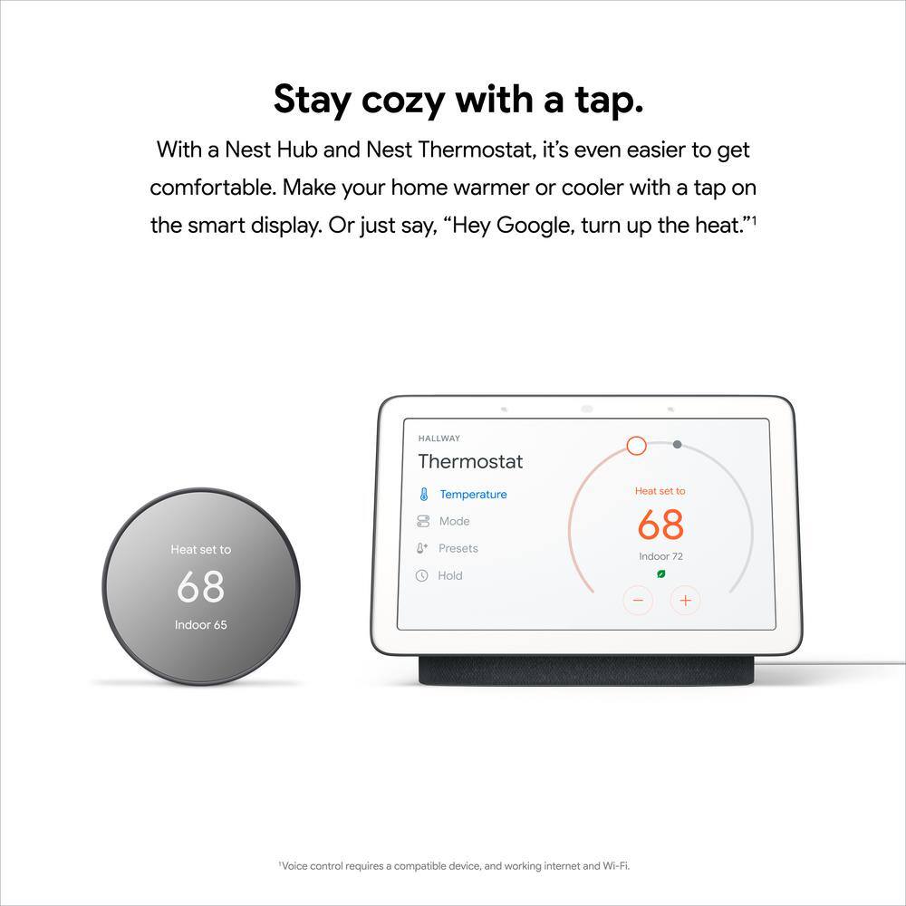 Google Nest Thermostat - Smart Programmable Wi-Fi Thermostat - Charcoal GA02081-US