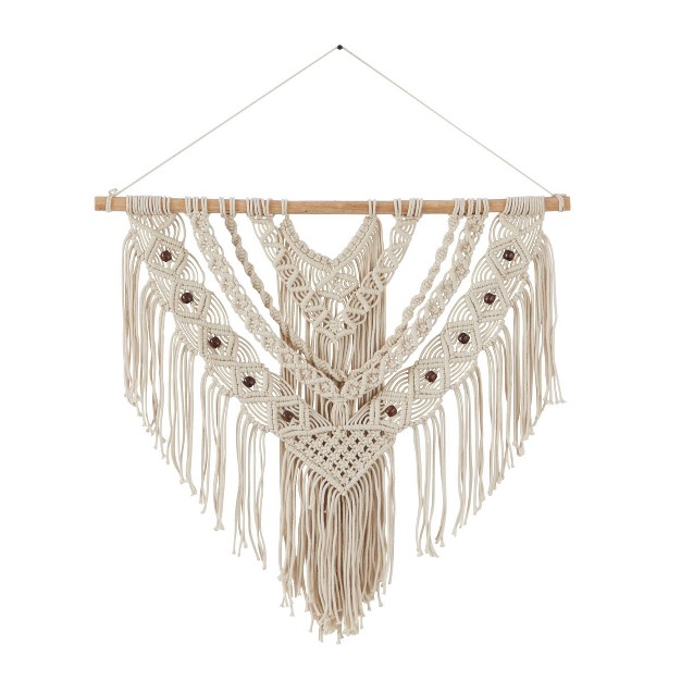 Cotton Macrame Intricately Weaved Wall Decor With Beaded Fringe Tassels Olivia amp May