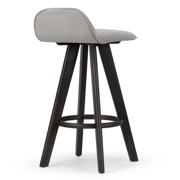 Set of 2 Asta Black Rubberwood Barstool with Low Back Fabric Seat