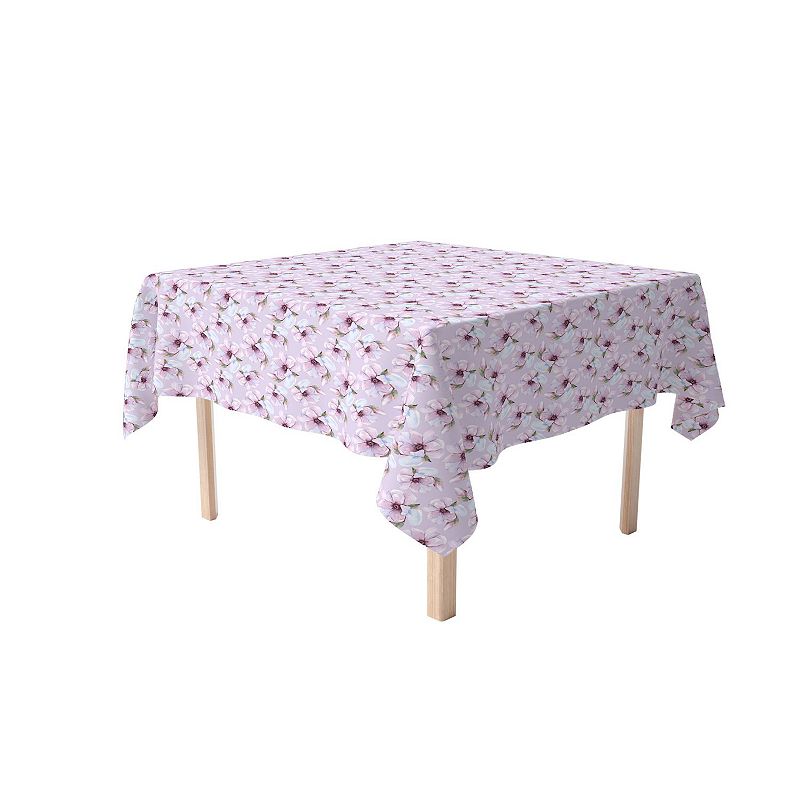 Square Tablecloth， 100% Polyester， 70x70， Brush Stroke Purple Flowers