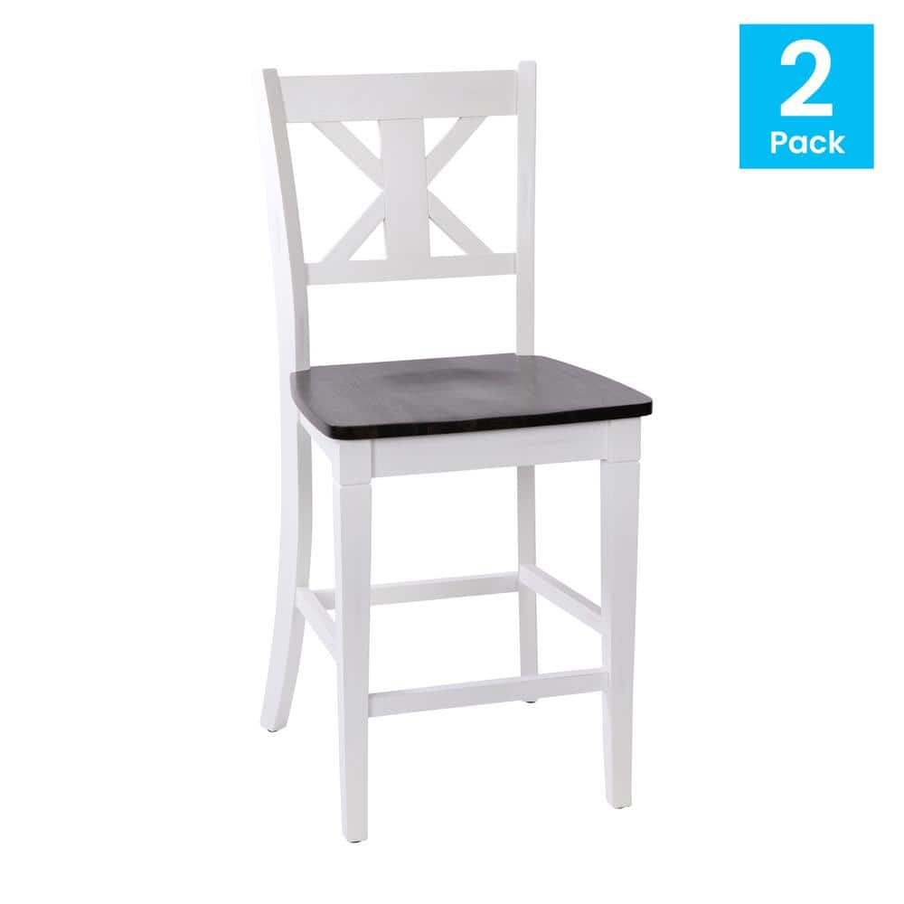 Carnegy Avenue 41.5 in. White Wash Full Wood Bar Stool with Wood Seat CGA-ES-520595-WH-HD