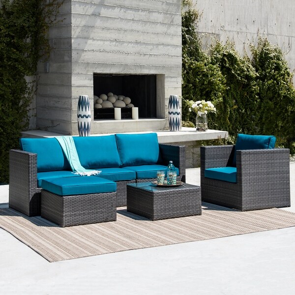 Corvus Trey Outdoor 6piece Aluminum Resin Wicker Sofa Set