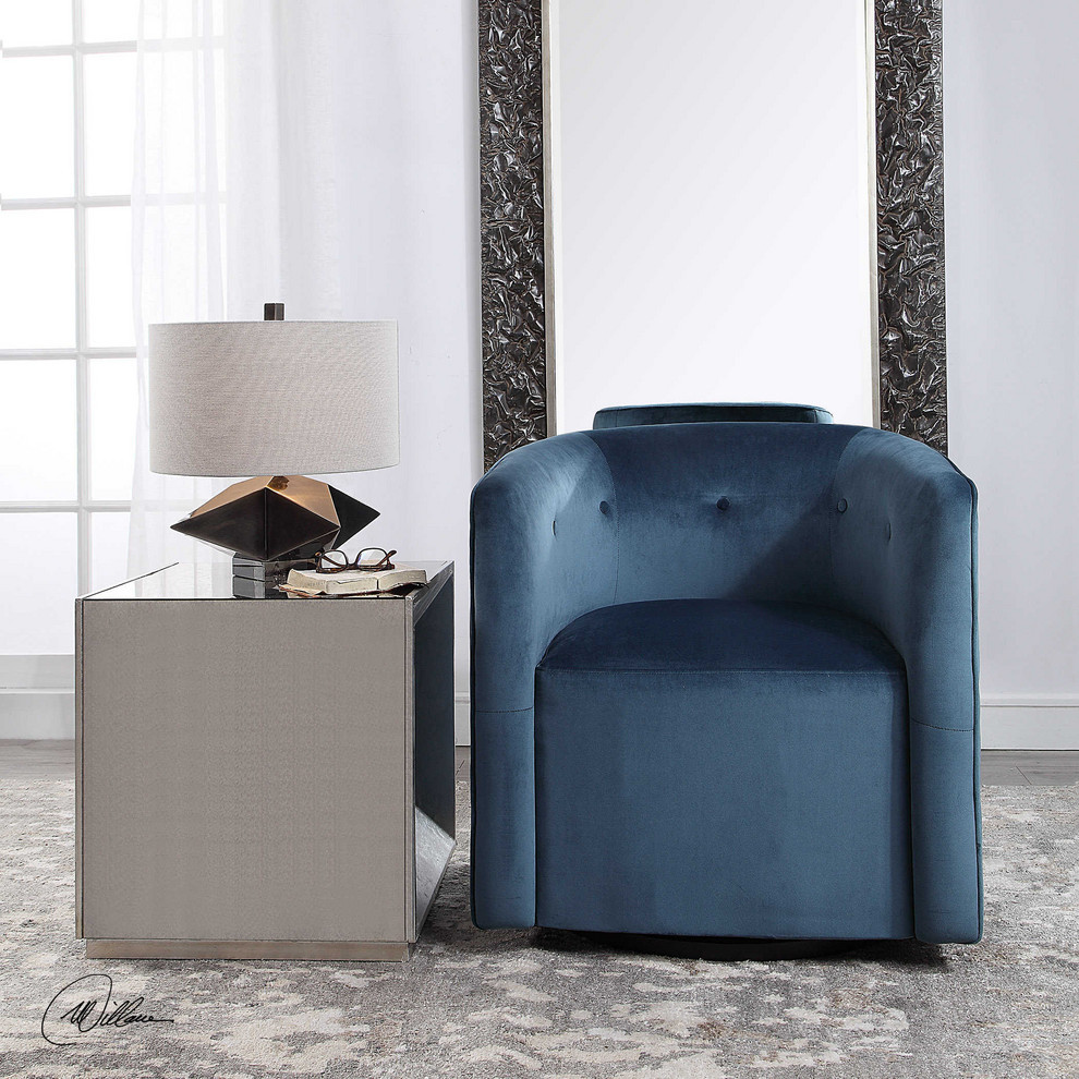 Uttermost Mallorie Blue Swivel Chair 23491   Contemporary   Armchairs And Accent Chairs   by Lighting and Locks  Houzz