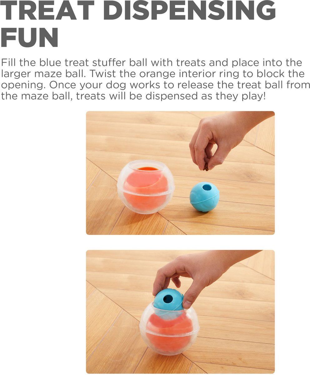 Outward Hound Dog Rumble Puzzle Ball Puzzle and Treat Maze Interactive Dog Toy， Orange