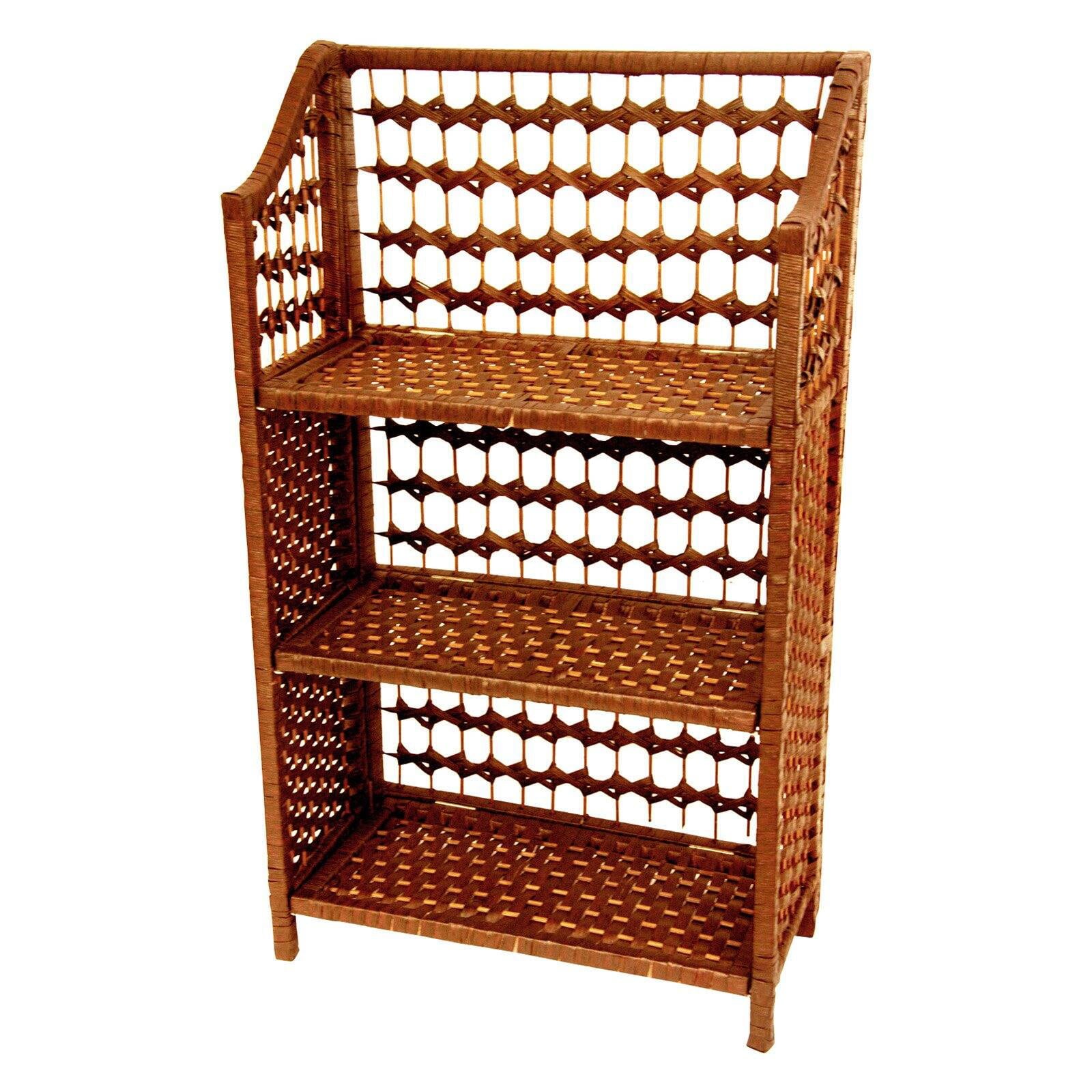 Oriental Furniture Natural Fiber Shelving Unit, 3 Shelf, honey