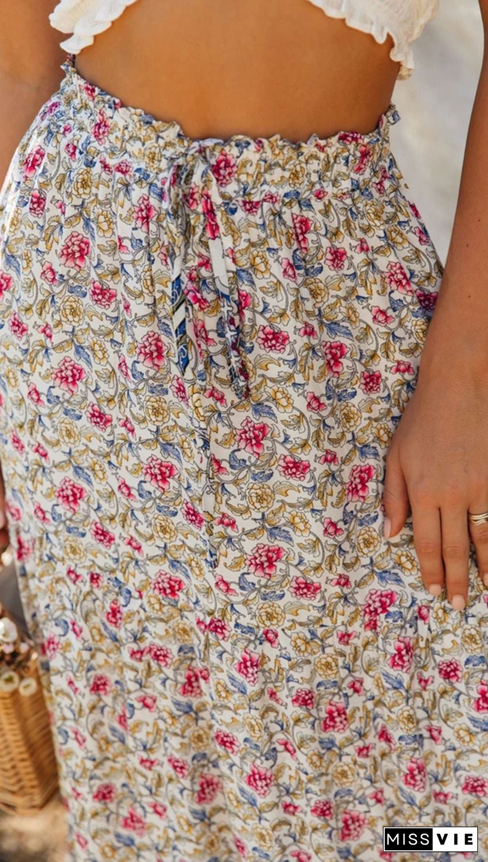 Floral Boho Casual Maxi Skirt