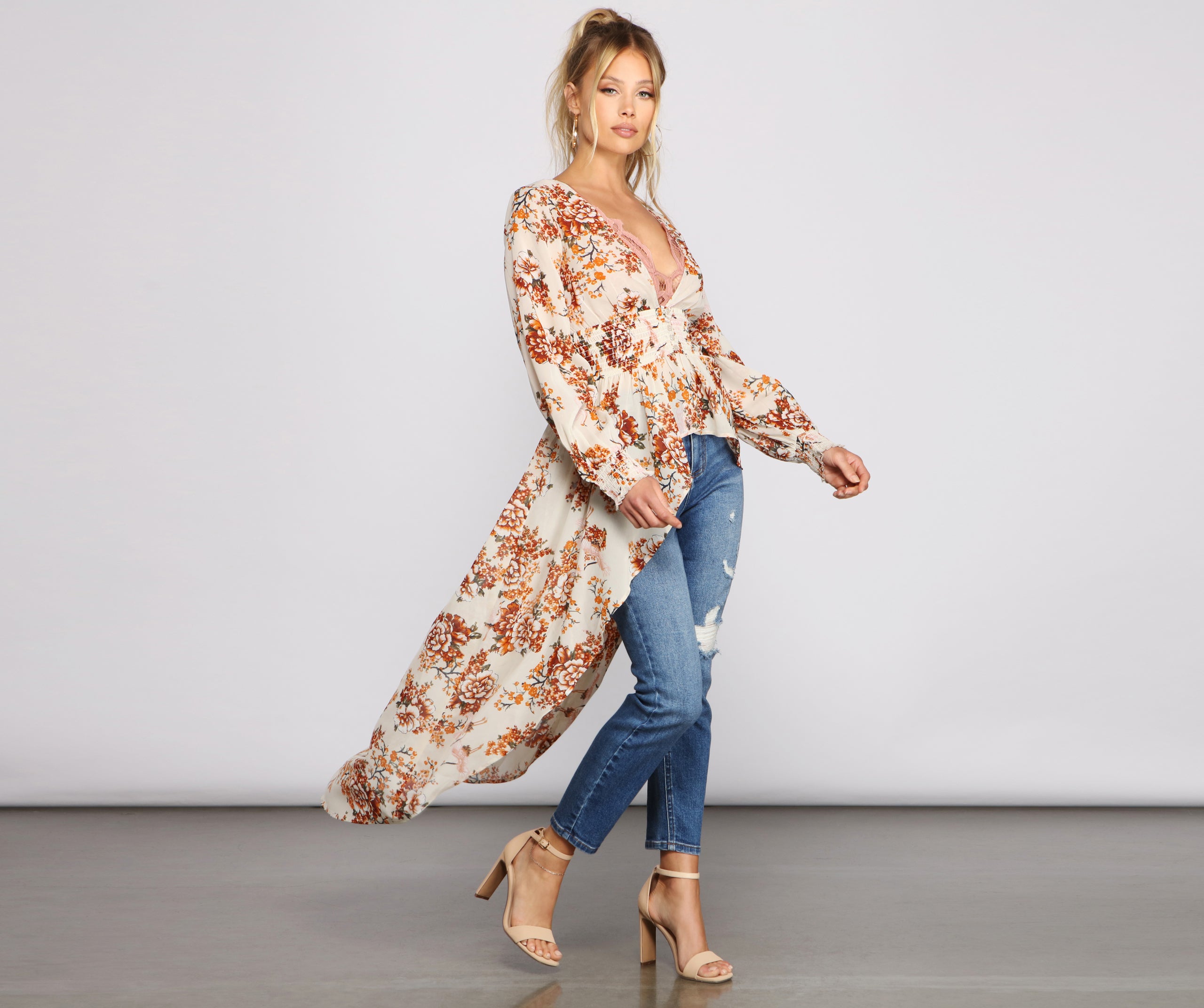 Beautiful Breezy Floral Chiffon Duster