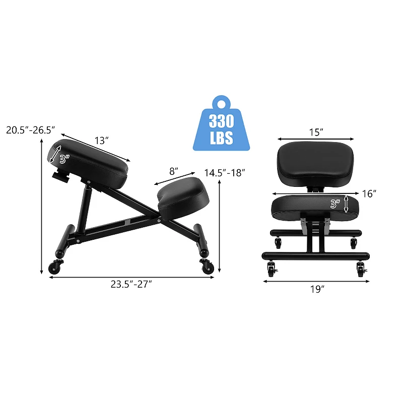 Adjustable Ergonomic Kneeling Chair with Upgraded Gas Spring Rod and Thick Foam Cushions