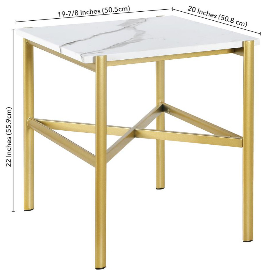 Braxton 21.25  x27 x27Wide Rectangular Side Table with Faux Marble Top in Gold   Contemporary   Accent Chests And Cabinets   by BisonOffice  Houzz