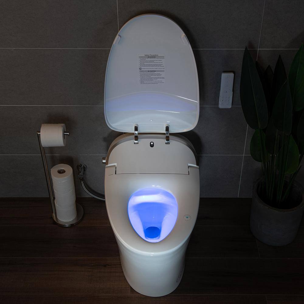 WOODBRIDGE Intelligent Comfort Height 1-Piece 1.1 GPF1.6 GPF Dual Flush Elongated Toilet in White Seat Included HT0062