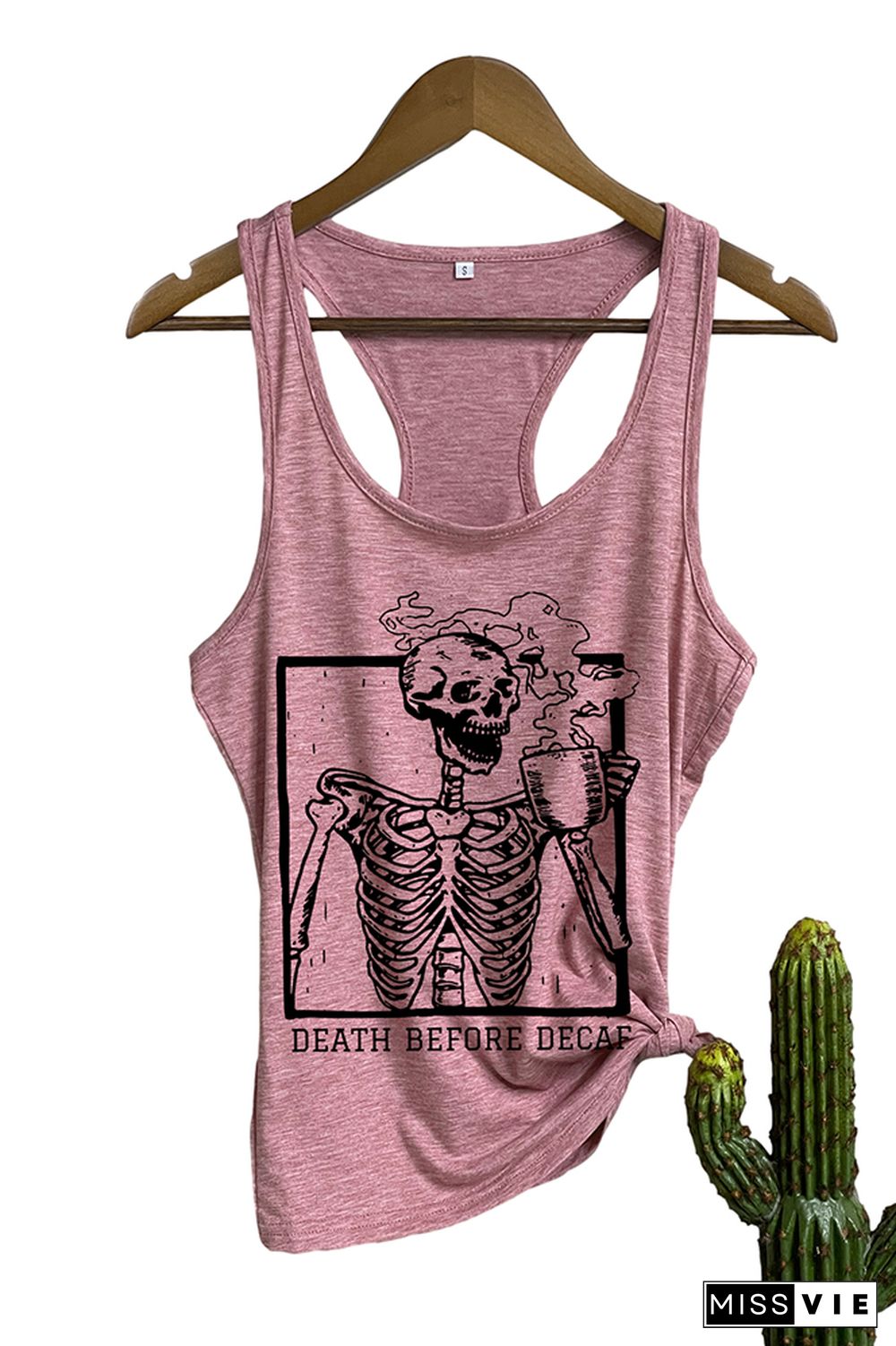 Skeleton Death Before Decaf Skeleton Drink Coffee Tank Top Wholesale