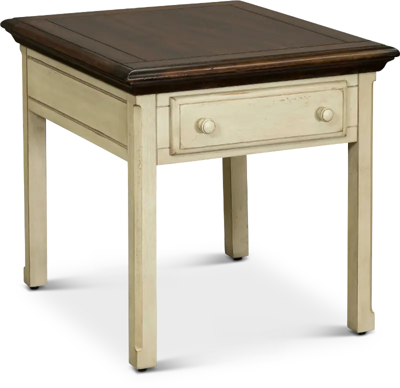 Sutter Creek Cream and Brown End Table with Drawer