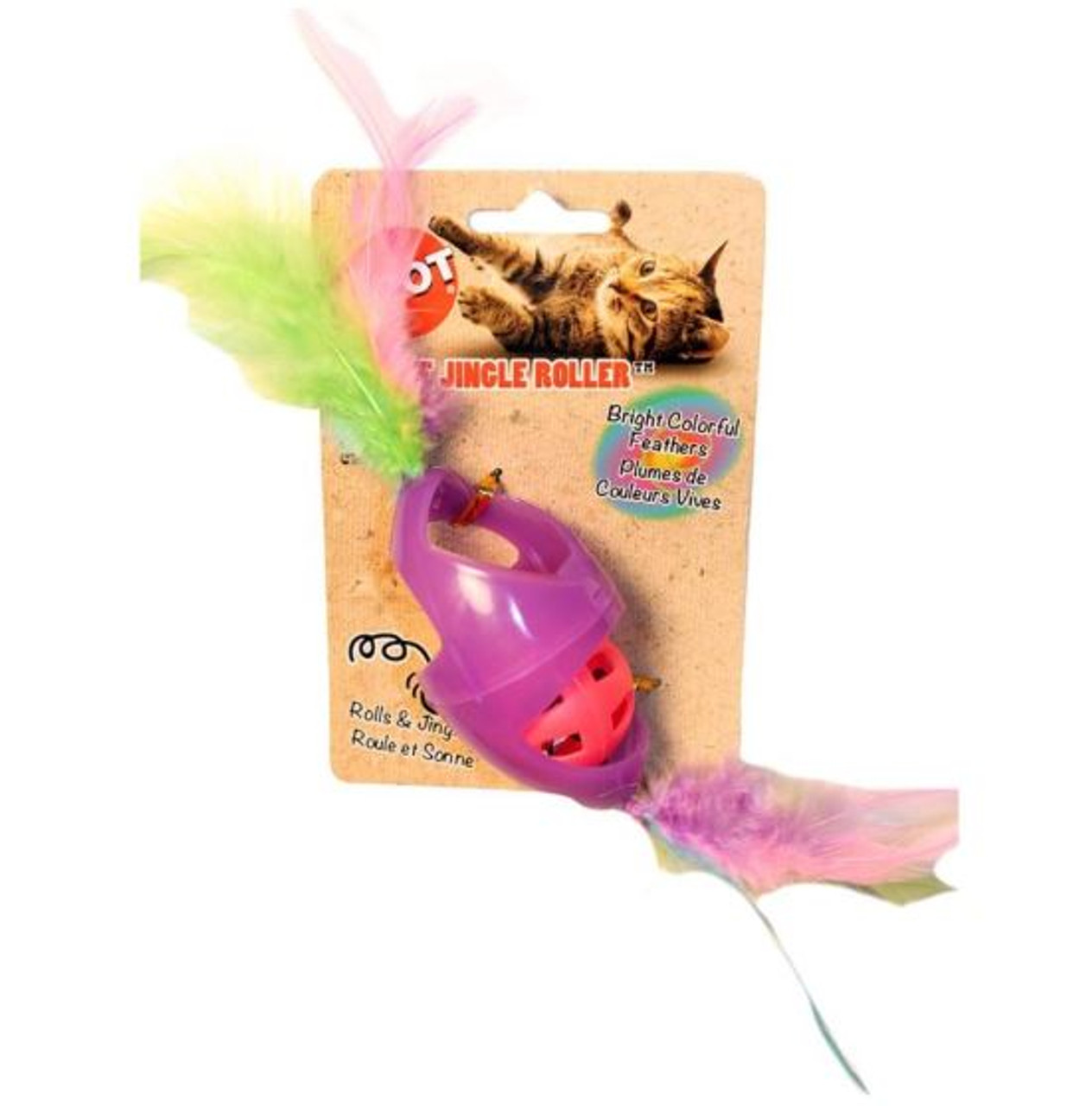 Spot Tie Dye Jingle Roller/Feathers Catnip Toy， 8