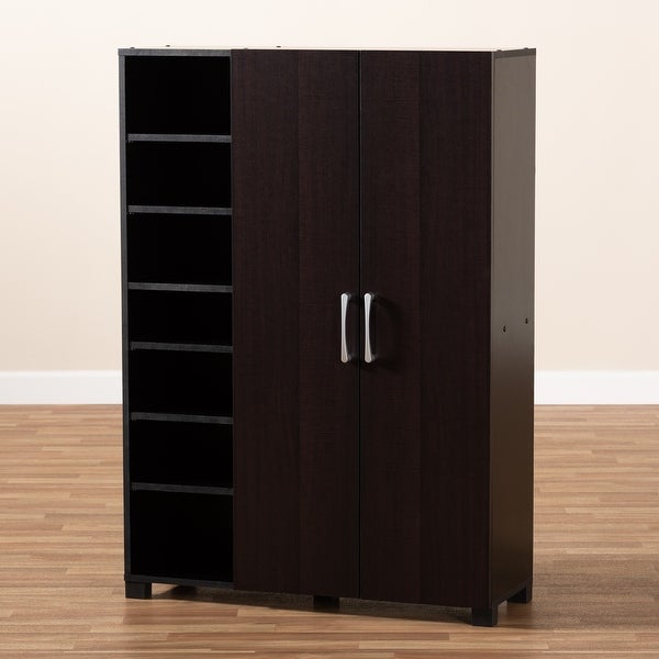 Contemporary Wenge Dark Brown Shoe Storage Cabinet - - 27147061