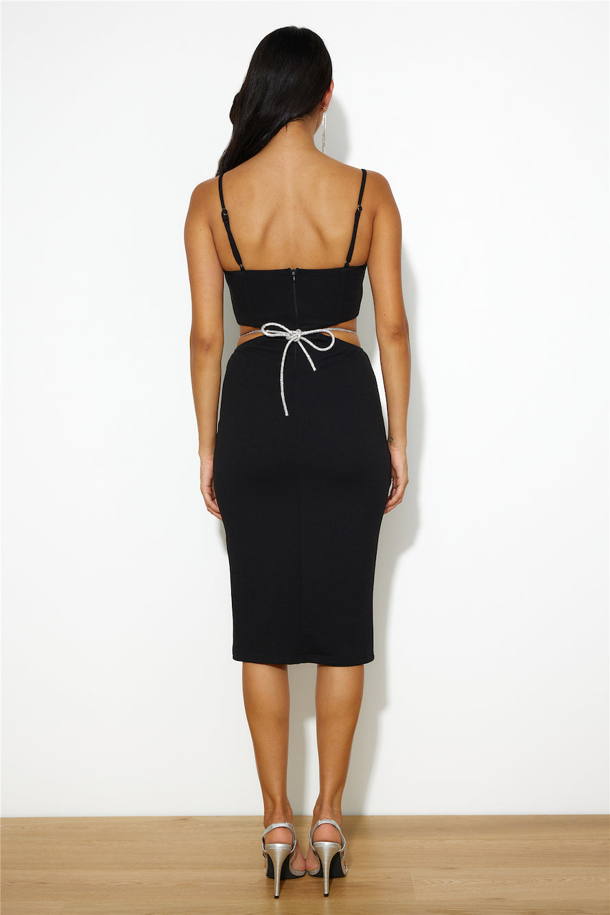 Sipping Cocktails Midi Dress Black