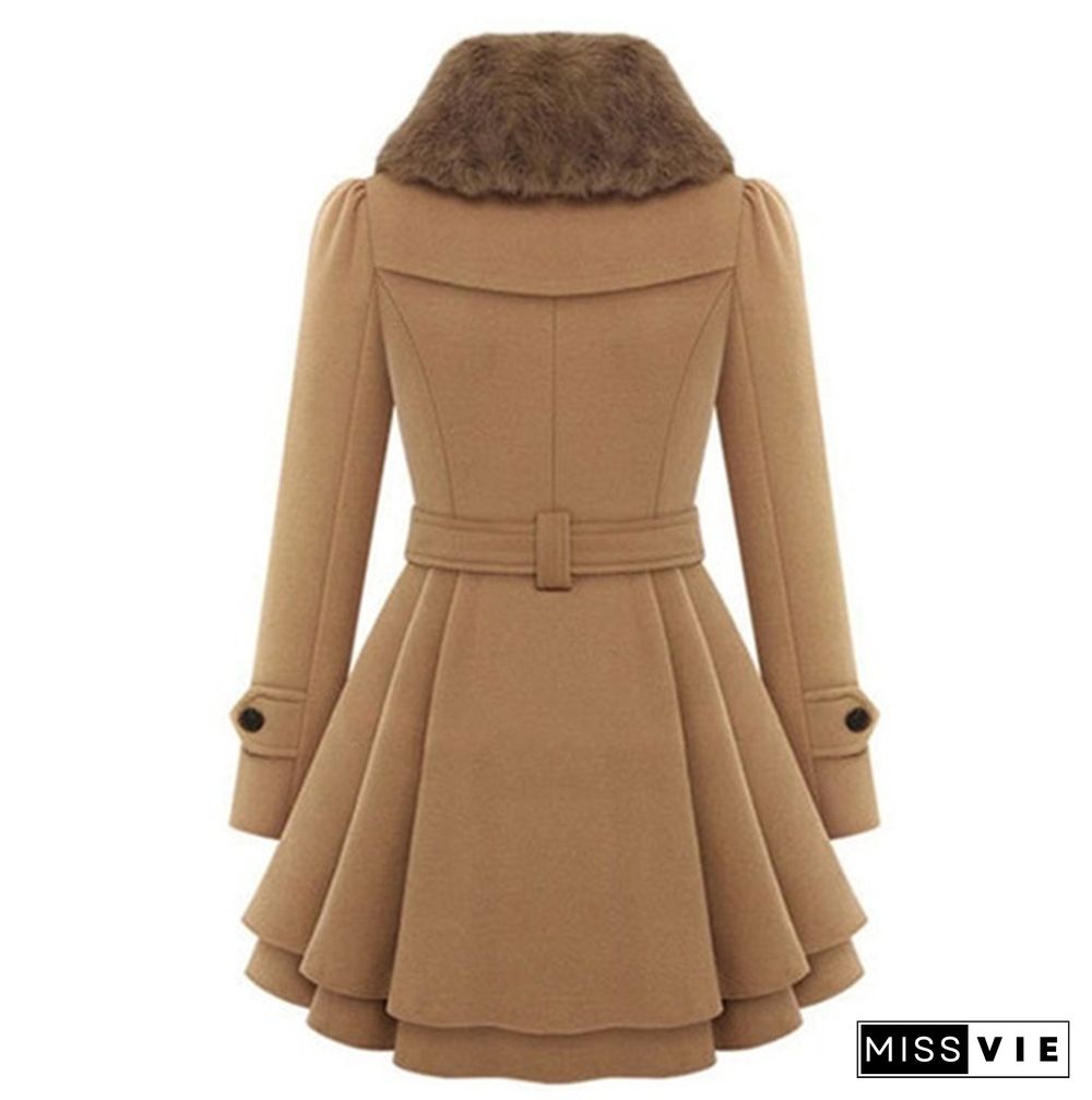 Winter Coat Women Wool & Blend Coat Women Jacket Winter Women Coat Warm  Lady Fur Collar Peacoat Winter Woolen Coat Jackets Plus Size 5XL