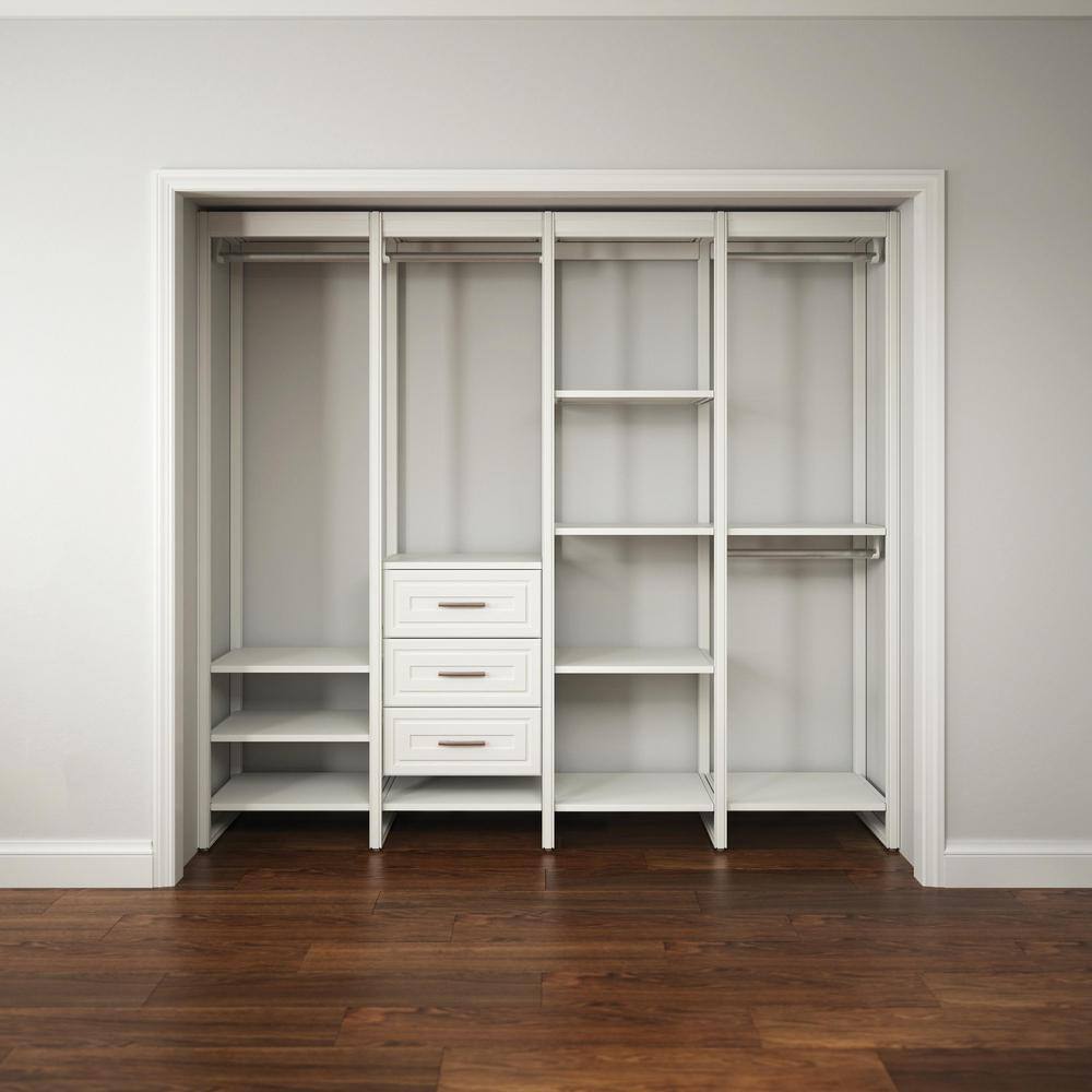 CLOSETS By LIBERTY 91 in. W White Adjustable Tower Wood Closet System with 3 Drawers and 15 Shelves HS45670-RW-08