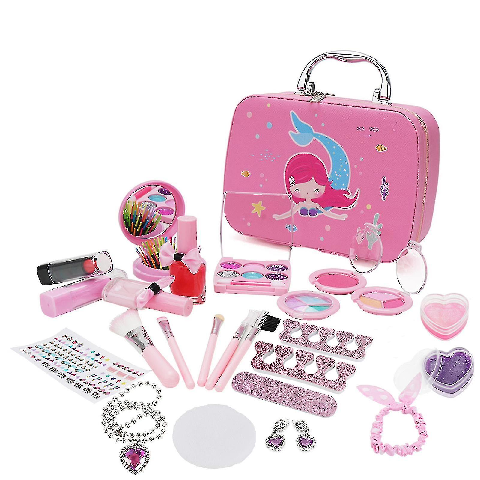 Girls Makeup Kit For Kids Children's Makeup Set Girls Princess Make Up Box Nontoxic Cosmetics Kit Toys Pretend Play Makeup Beauty Toys Christmas G