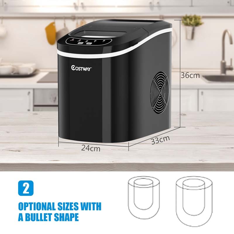 26LBS/24H Mini Portable Ice Maker Countertop, Compact Ice Machine with Ice Scoop