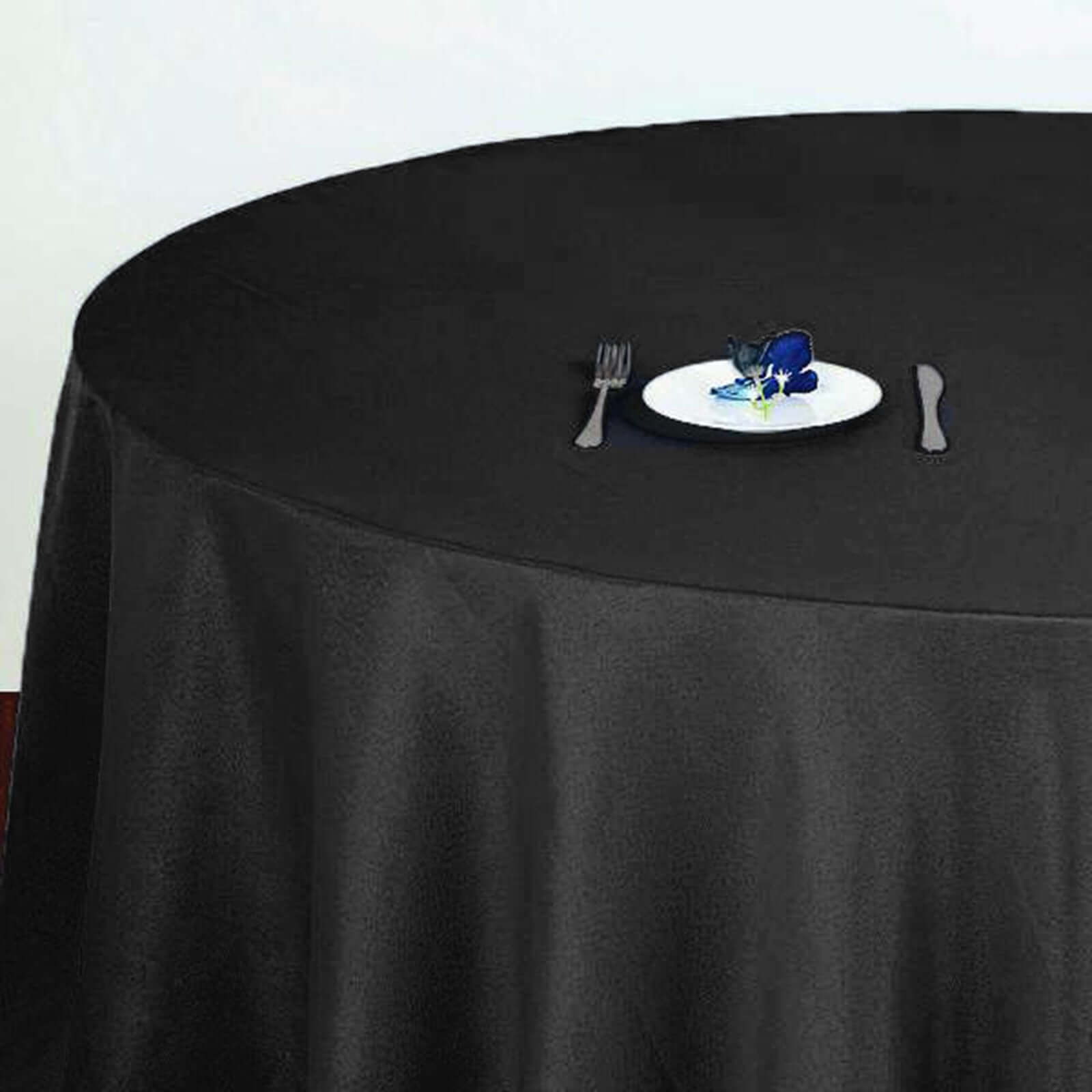 Black Seamless Polyester Round Tablecloth 120