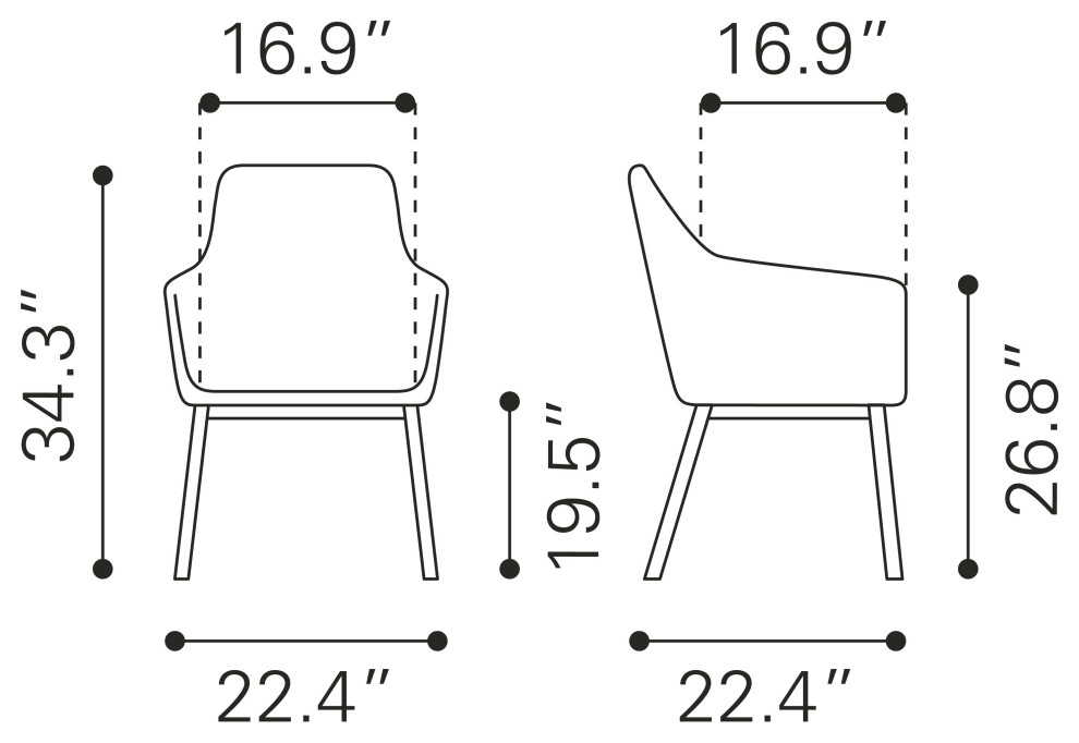 Adage Dining Chair  Set of 2  Beige   Transitional   Dining Chairs   by Zuo Modern Contemporary  Houzz