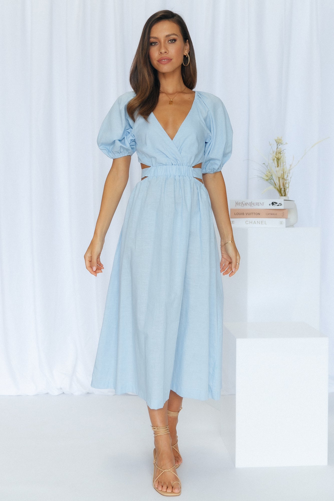 Not A Second Midi Dress Blue