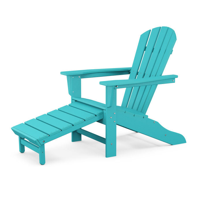 Polywood Outdoor Palm Coast Adirondack Chair With Hideaway Ottoman