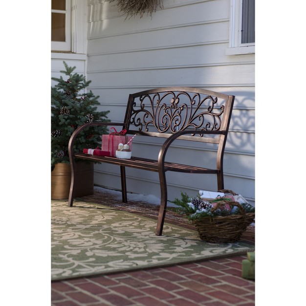 Evergreen Blooming Garden Metal Bench