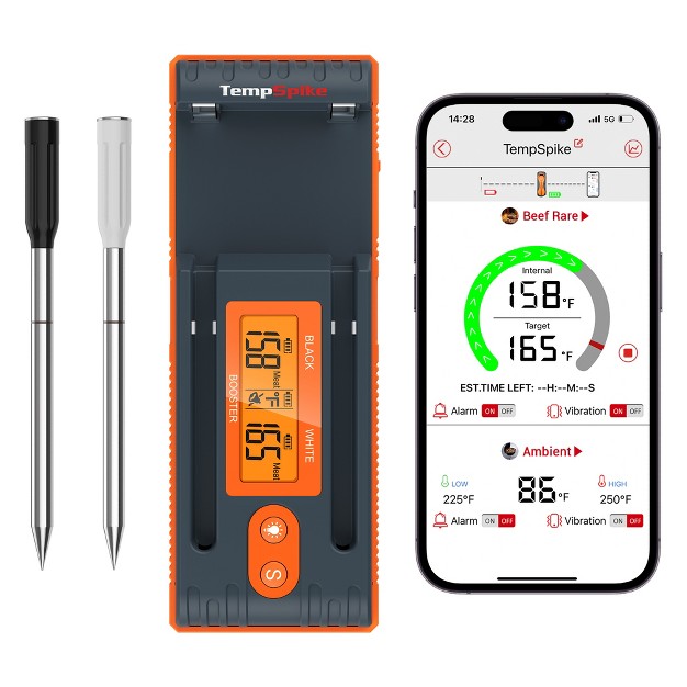 Thermopro Twin Tempspike 500ft Truly Wireless Meat Thermometer With 2 Probes And Signal Booster Bluetooth Meat Thermometer Ios Android Compatible