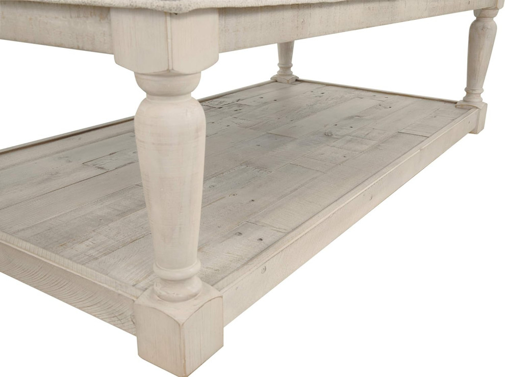 Contemporary Coffee Table  Pinewood Legs With Padded Polyester Top  White Wash   French Country   Coffee Tables   by Decor Love  Houzz