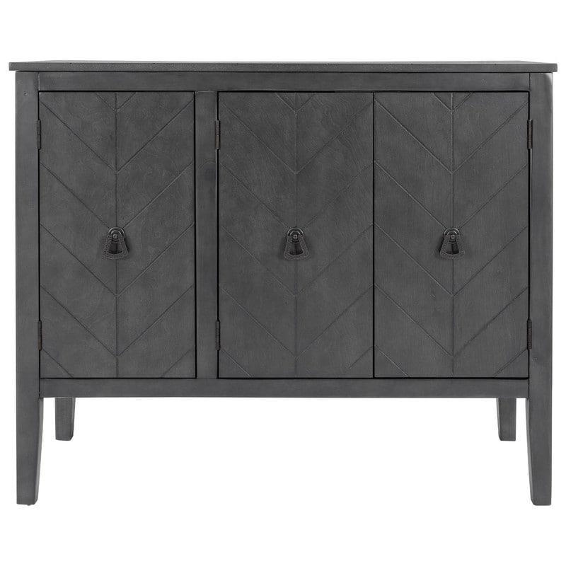 Wooden accent locker with adjustable shelf  vintage style sideboard with 3 doors and metal handles