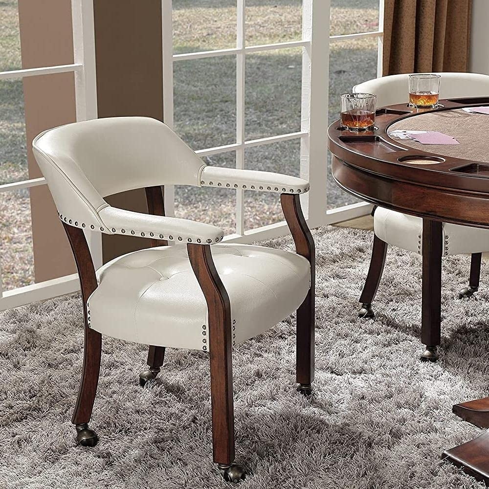 Dining Chairs with Casters Solid Wood Frame Poker Table Chairs