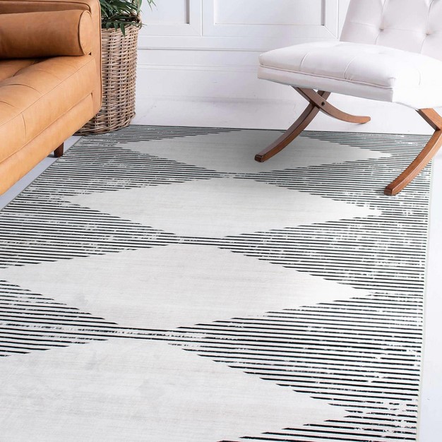 World Rug Gallery Contemporary Geometric Stripes Machine Washable Area Rug