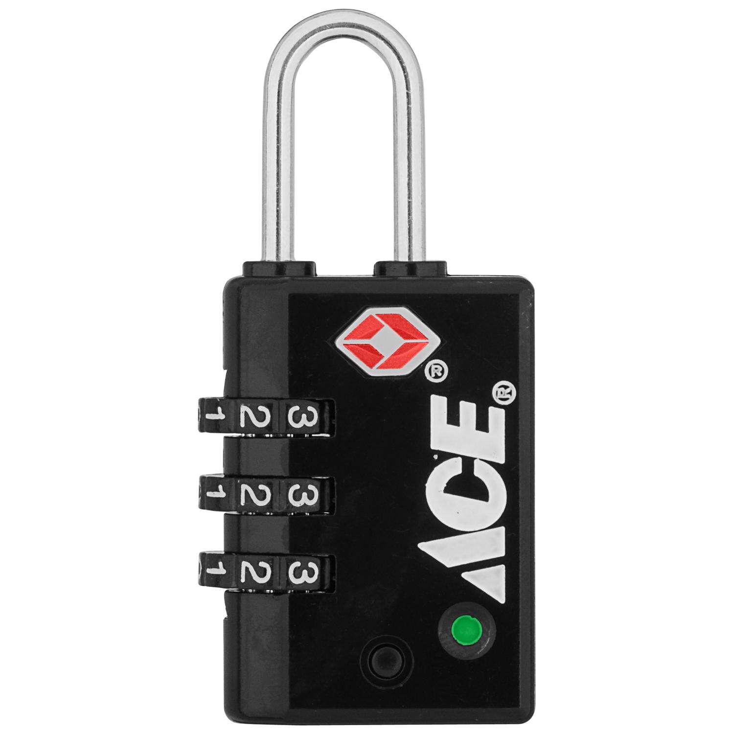 Ace 1-5/8 in. H X 1-1/8 in. W X 1/2 in. L Die-Cast Zinc 3-Dial Combination Luggage Lock