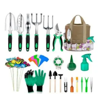 OEM 50 Pcs Garden Tool Set Aluminum Hand Tool Kit Garden Canvas Apron with Storage Pocket Outdoor Heavy Duty Gardening Work Set