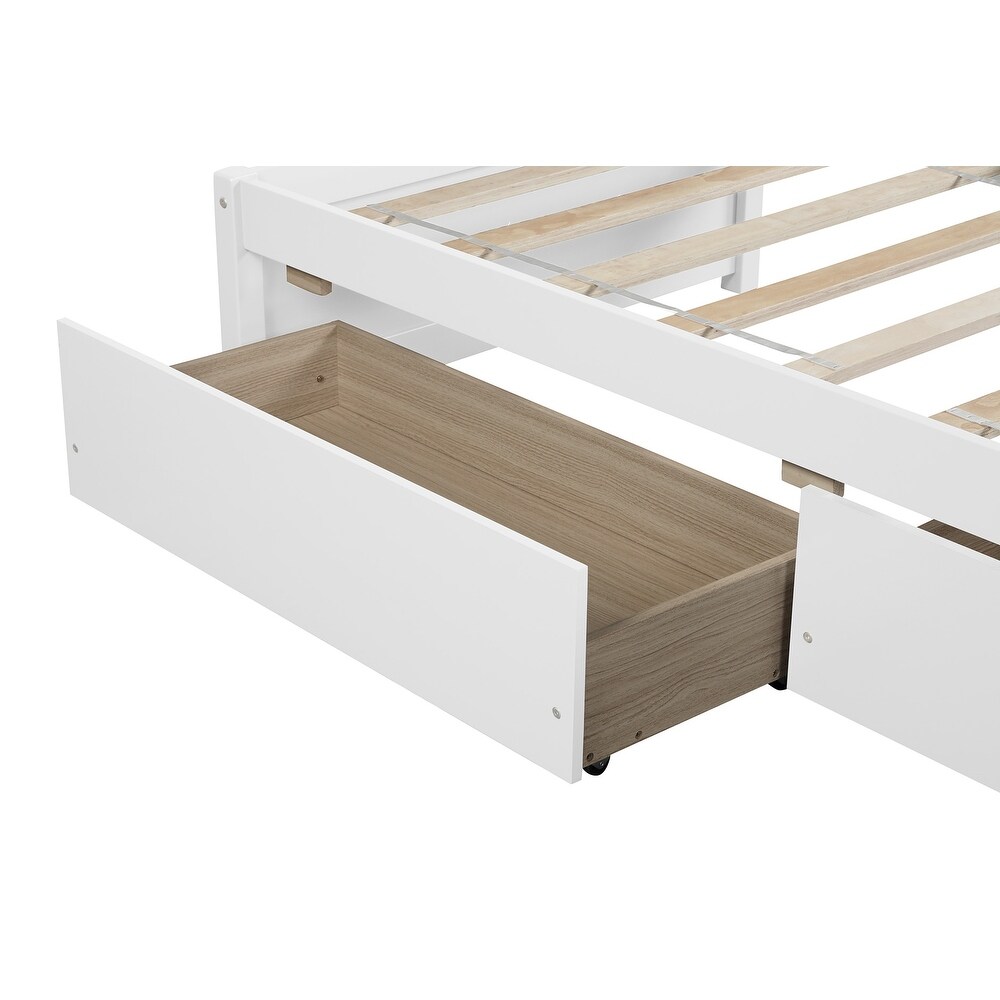 White Twin Bed with 2 Storage drawers