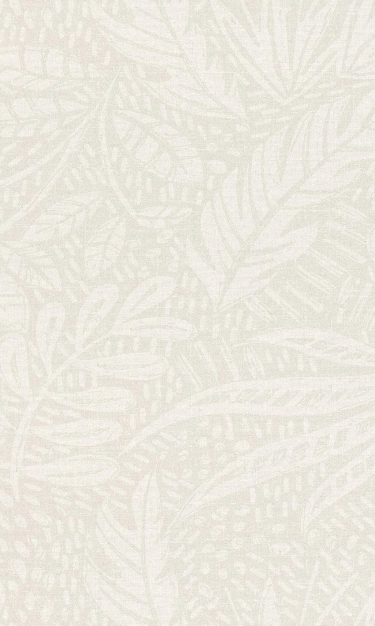 Painted Leaves Beige Botanical Wallpaper