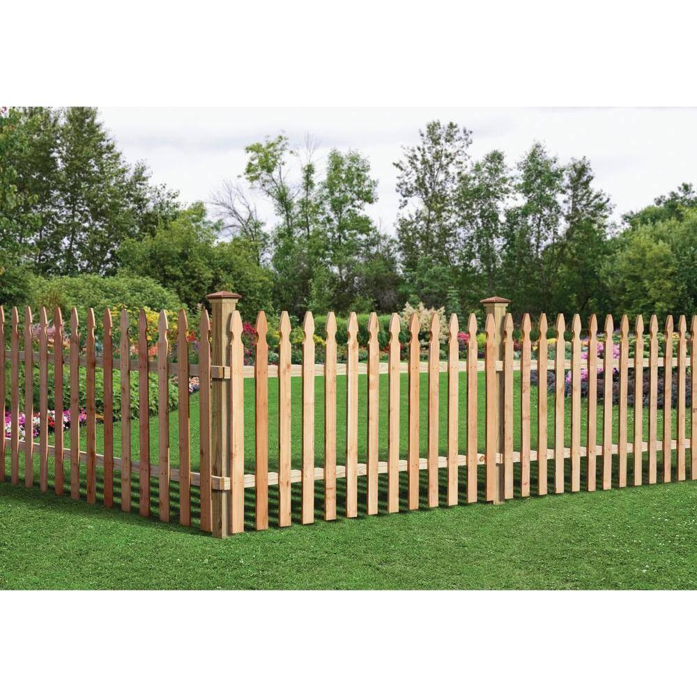 Outdoor Essentials 3-12 ft. x 8 ft. Western Red Cedar Spaced Picket French Gothic Fence Panel Kit 239708