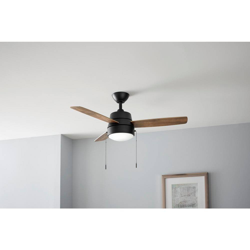 Hampton Bay Caprice 44 in. Integrated LED Indoor Matte Black Ceiling Fan with Light Kit SW19151P MBK