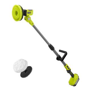 RYOBI ONE+ 18V Cordless Telescoping Power Scrubber (Tool Only) with 6 in. Lambswool Microfiber Kit P4500-A95LWK1