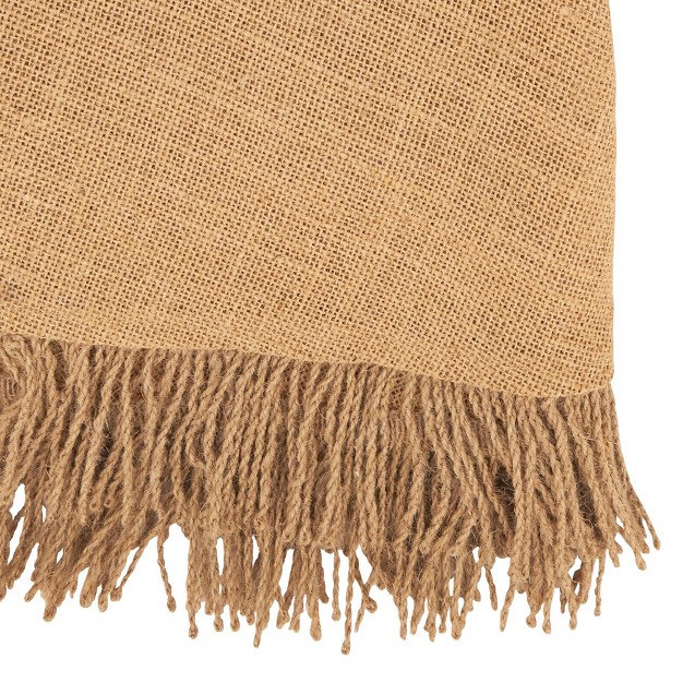 Saro Lifestyle Handcrafted Jute Tassel Tablecloth 72 quot Beige