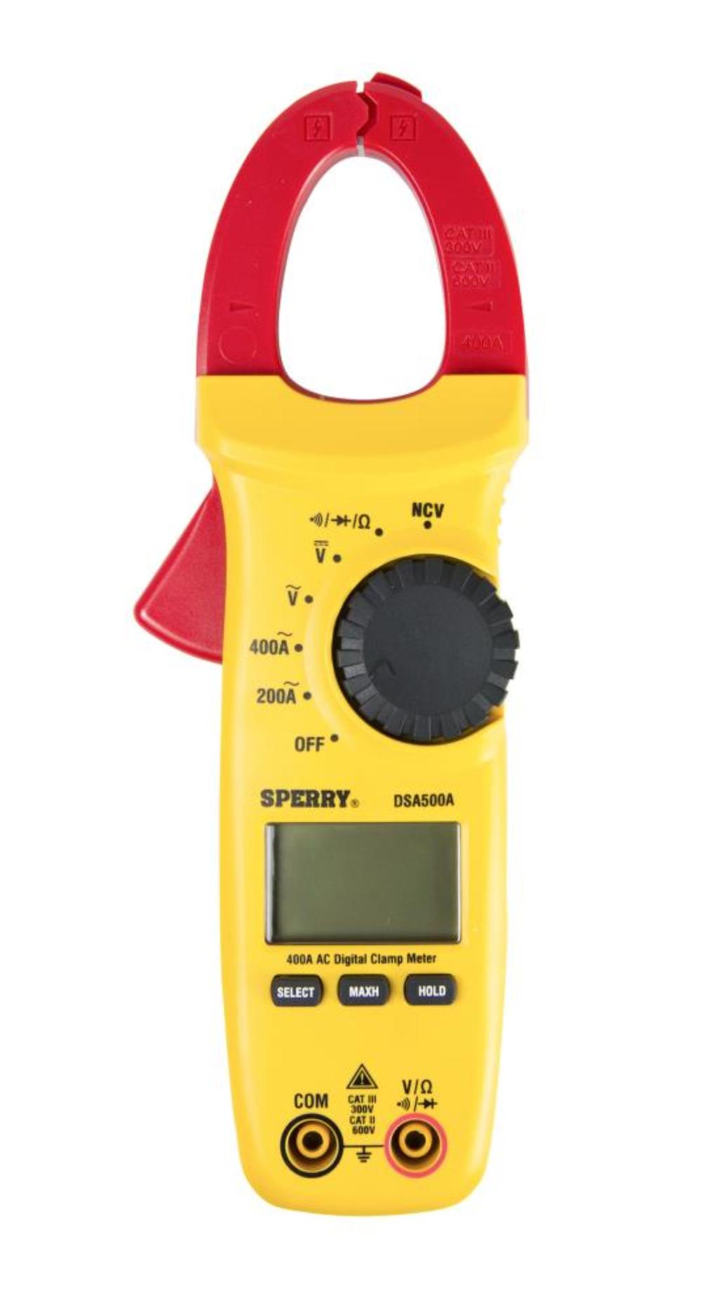 Sperry Instruments Clamp Meter, Snap-Around, Digital LCD, 5-Function, AC Current, AC/DC Volt, Resistance, Continuity, 9 Auto Range, 400-Amp, 1 Each