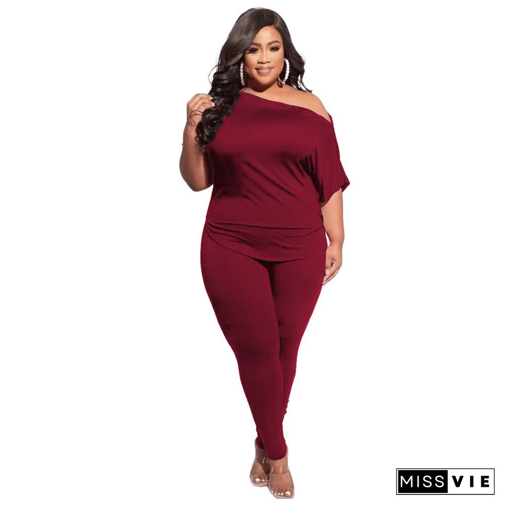 Plus Size Short Sleeve T Shirt Jogger Pants Tracksuits